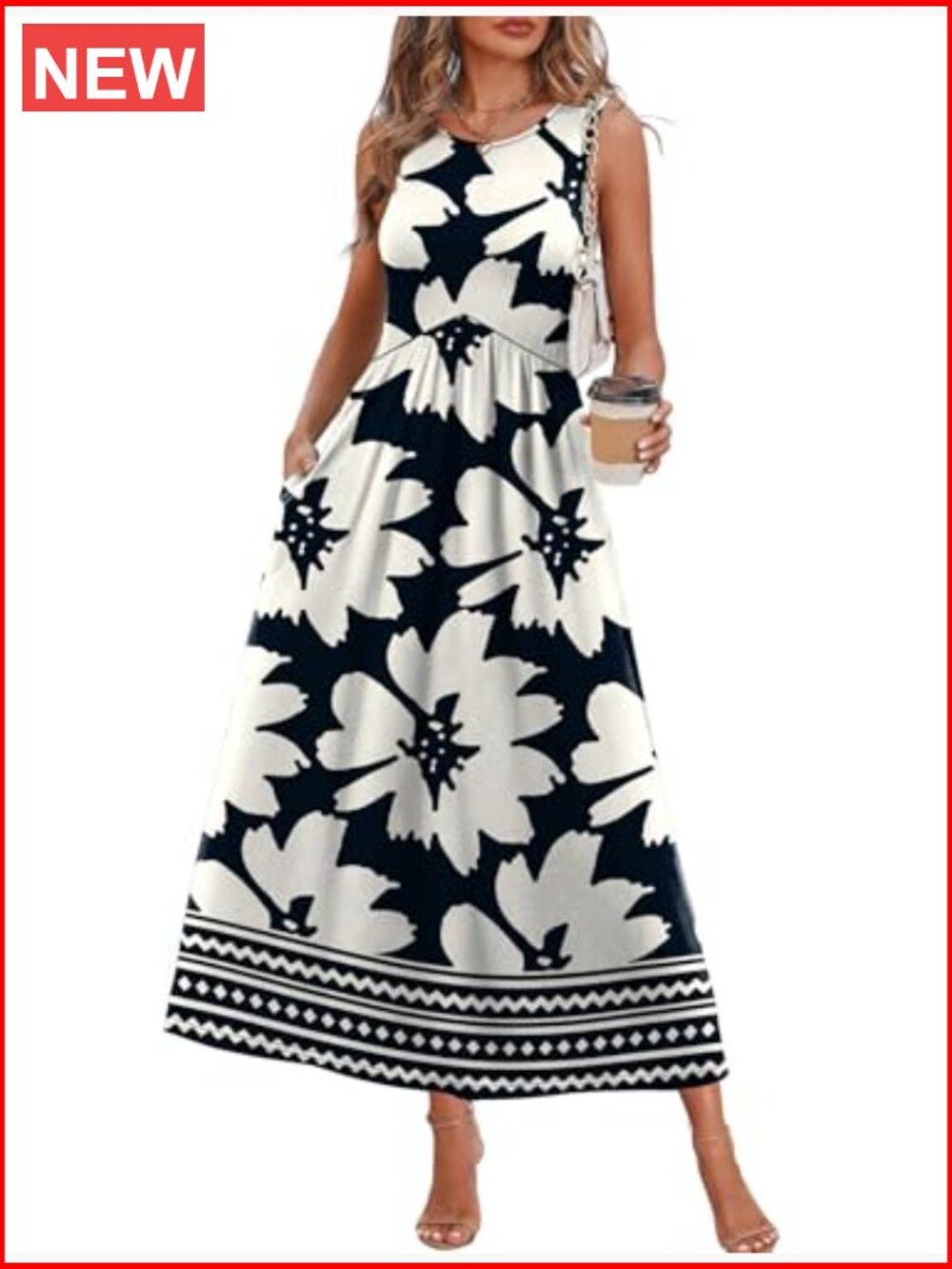 Babydoll Maxi Dress Empire Waist with Pockets Summer Vacation Sundress - Picture 2 of 5